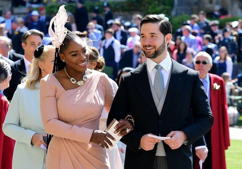 US tennis player Serena Williams and her husband Alexis Ohanian arrive for the wedding ceremony of Britain's Prince Harry, Duke of Sussex and US actress Meghan Markle at St George's Chapel, Windsor Castle, in Windsor, on May 19, 2018.