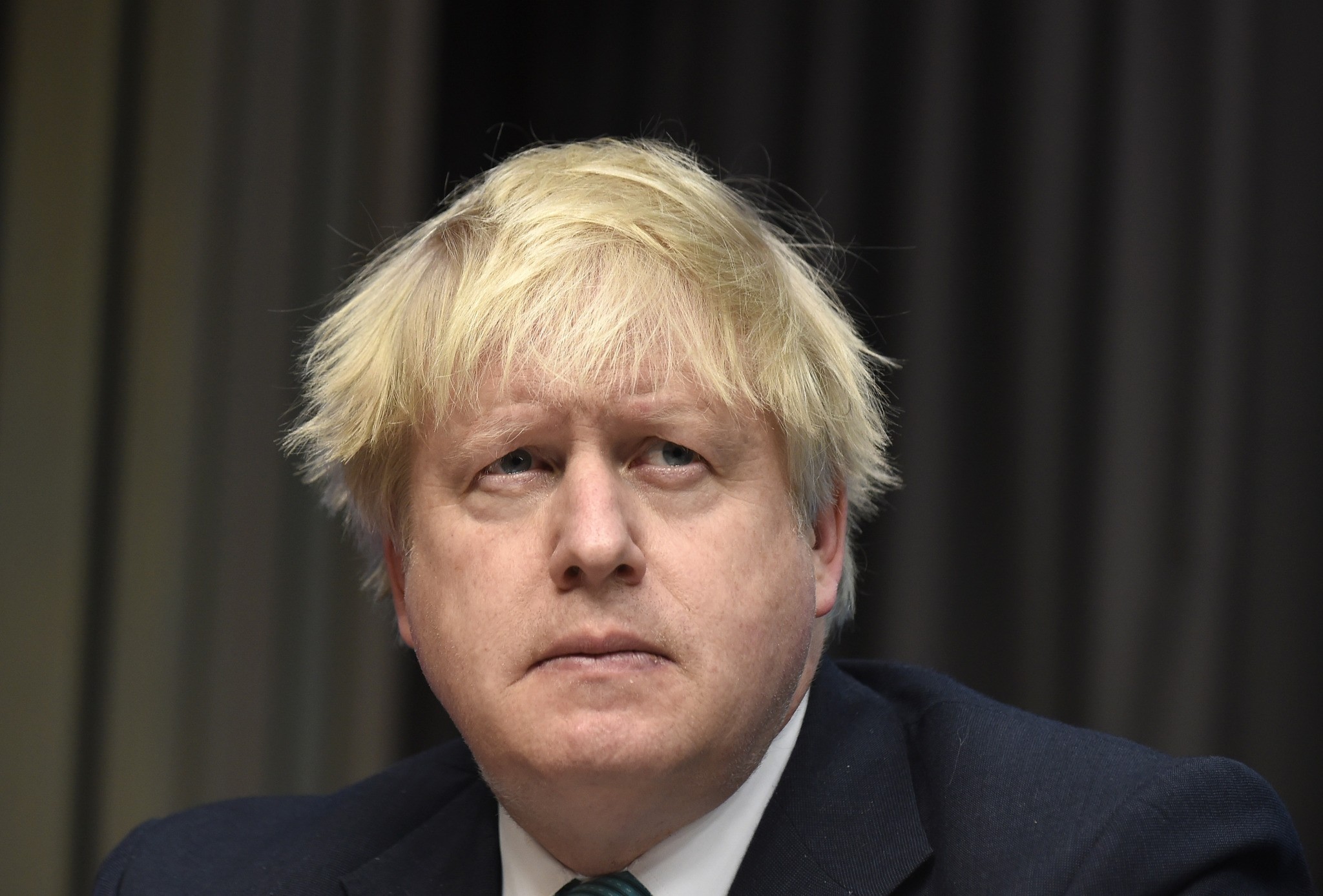 British Foreign Secretary Boris Johnson attends a press conference on the Syria crisis in Brussels, on April 5, 2017. (AFP Photo)