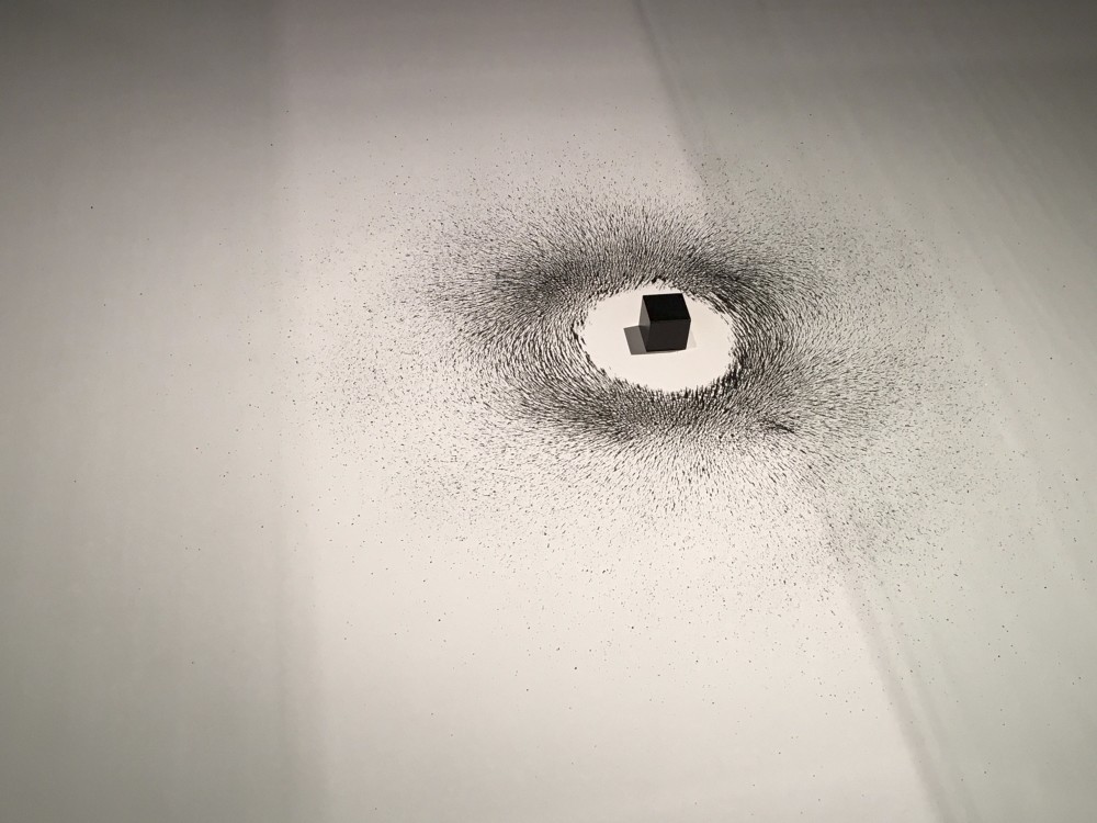 u201cMagnetismu201d (2012), a sculptural work by Ahmed Mater, was inspired by the words his grandfather that conveyed the spiritual allure of the holy site of Kaaba.