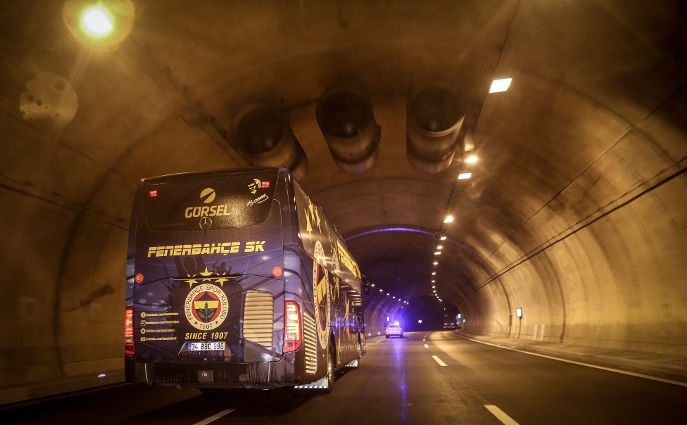 The bus carrying Fenerbahu00e7e players heads to Istanbul after the match on Dec. 9.