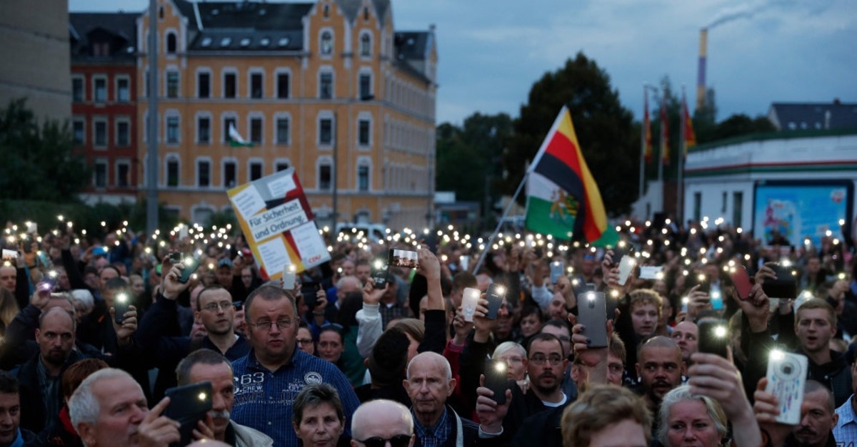 The far-right group ,Pro-Chemnitz, stages a protest, Chemnitz, Aug. 30, 2018.