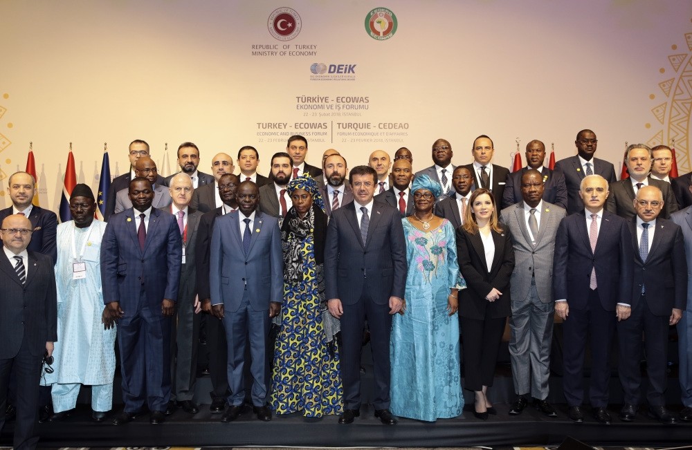 Economy Minister Zeybekci (C) and ministers and senior officials from African countries attended the Turkey - ECOWAS Economic and Business Forum, Istanbul, Feb. 22. 