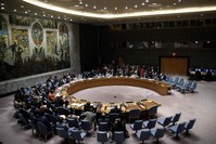The U.N. Security Council members during a meeting in the council's headquarters in New York, the United States, Aug. 20, 2019. (AA Photo)