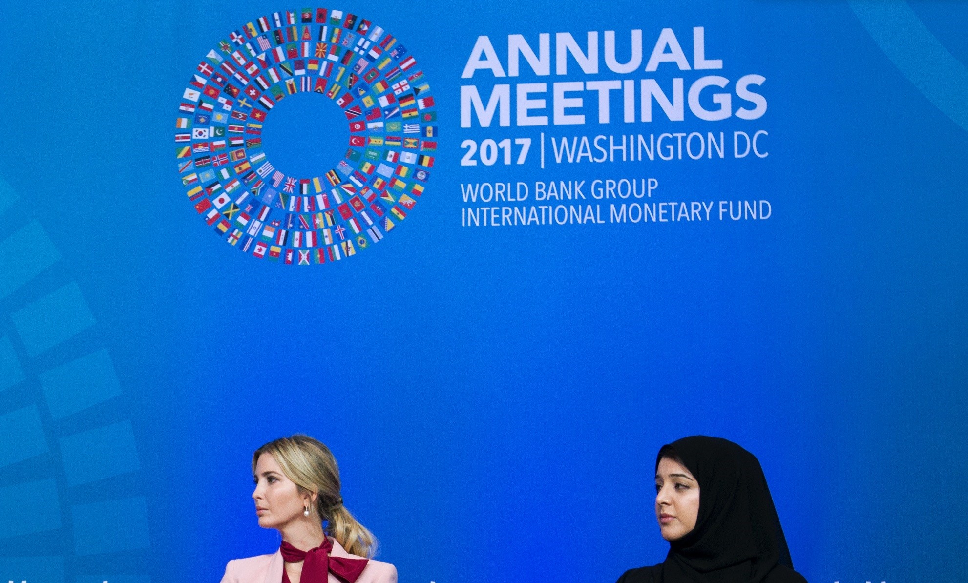 White House senior adviser Ivanka Trump accompanied by UAE Minister of State for International Cooperation Reem Bint Ebrahim Al Hashimy, attend the forum Taking Women-Owned Business to the Next Level