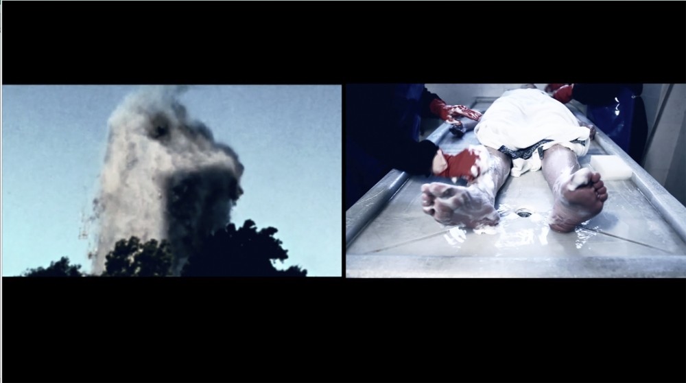 Ferhat u00d6zgu00fcr visualizes the concepts of death and annihilation in a gothic ritual in his double-channeled video ,Resurrection, (2012).