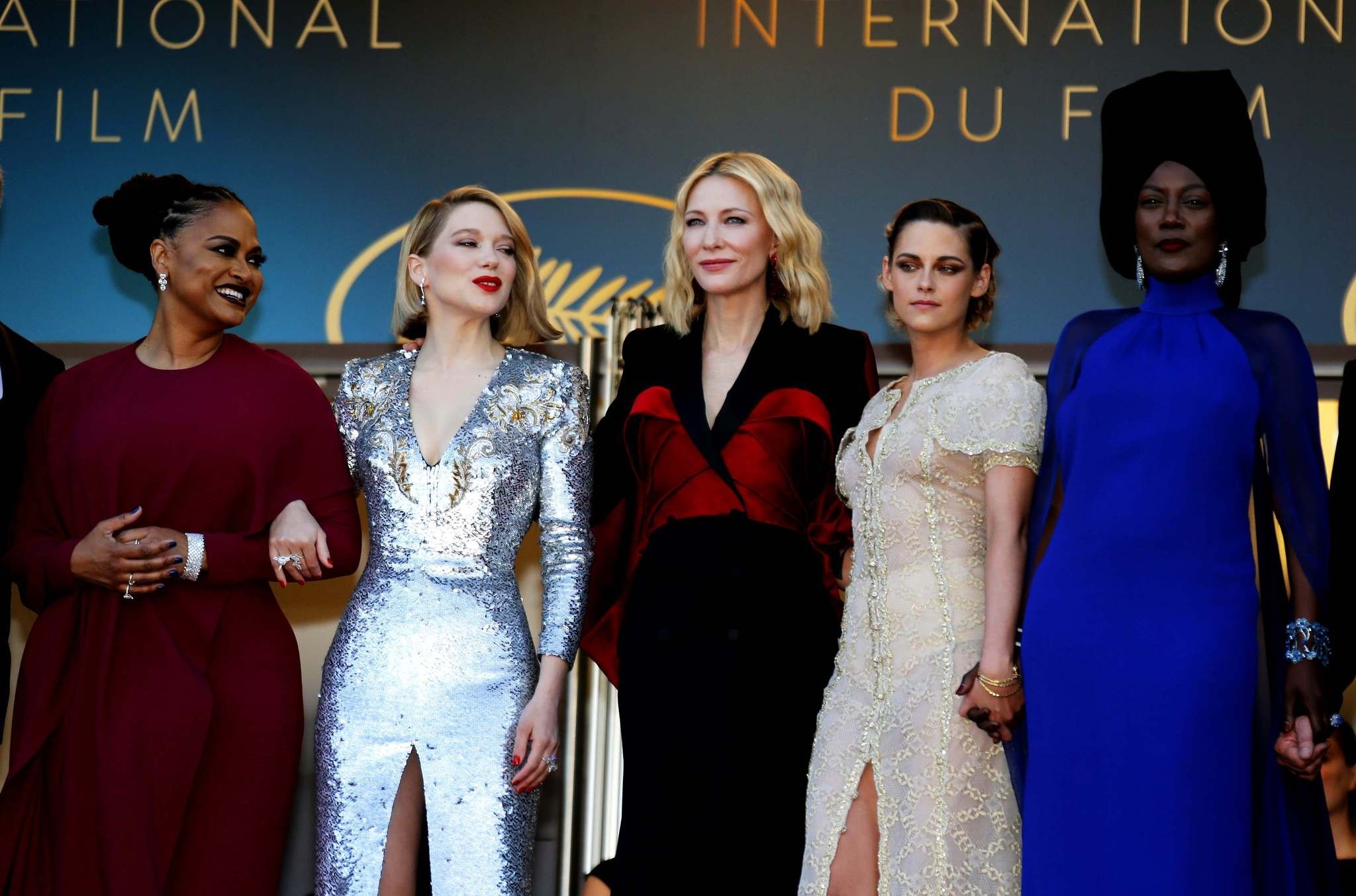 From left to right: Ava DuVerna, Lea Seydoux, Cate Blanchett, Kristen Stewart and Khadja Nin.