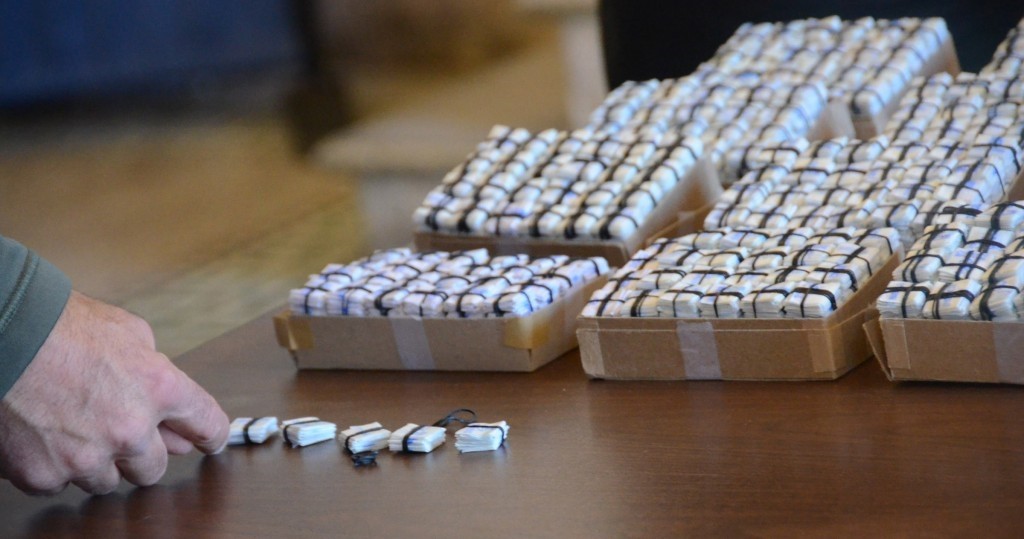 Confiscated bags of heroin (AP Photo)