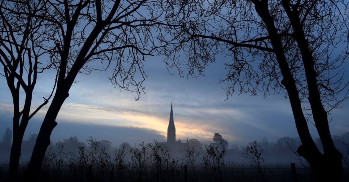 Salisbury Cathedral, in the centre of the city in which Sergei Skripal and a woman were found unconscious after they had been exposed to an unknown substance is seen at dawn in Salisbury, March 7, 2018. (REUTERS Photo)