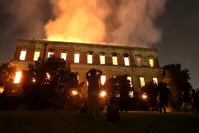 People watch as a fire burns at the National Museum of Brazil in Rio de Janeiro, Brazil September 2, 2018. (Reuters Photo)