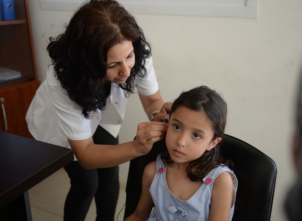 Leyan Tame was fitted with a hearing aid by doctors in the southern Turkish city of Kilis.