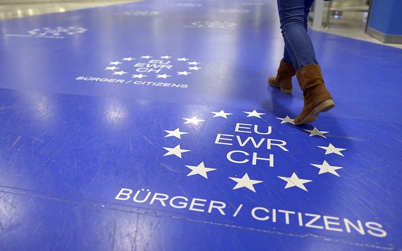 A picture made available on 05 May 2014 shows a woman walking up to the passport control point for citizens of the European Union at Duesseldorf Airport which uses the new automatic easy-pass control system in Germany, 02 May 2014. (EPA Photo)