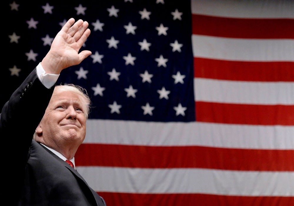U.S. President Donald J. Trump participates in the Celebrate Freedom Rally at the John F. Kennedy Center for the Performing Arts in Washington, DC, July 1.
