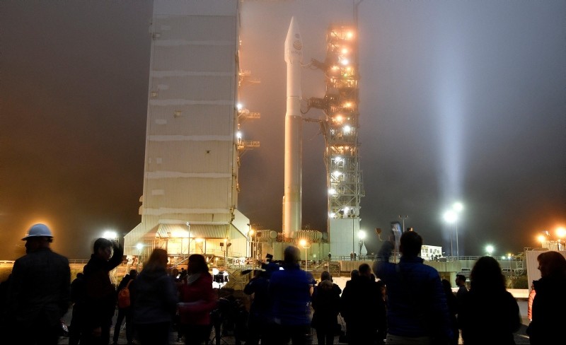 Heavy fog rolls in during tower rollback of a United Launch Alliance Atlas V rocket with InSight Mars lander onboard before lifting off from Vandenberg Air Force base in California (Reuters Photo)
