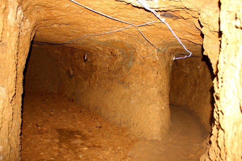 Photo shows underground tunnels and a room discovered in the ancient underground city in Bayburt. (DHA Photo)