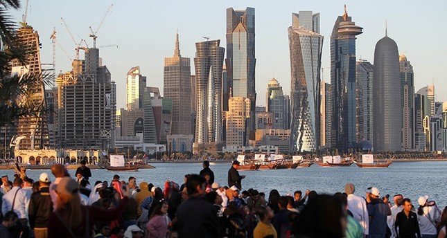 People take part in Qatar's National Day celebrations in Doha, Qatar, Dec. 18, 2017. (Reuters Photo)