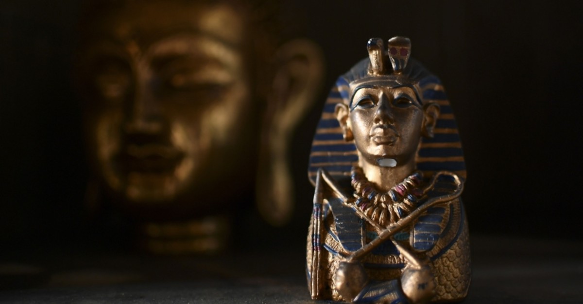 A photo taken on June 24, 2017 shows a small a sculpture of Egyptian pharaoh Tutankhamun at the ,Universal Temple, in Kazan, Russia (AFP Photo)