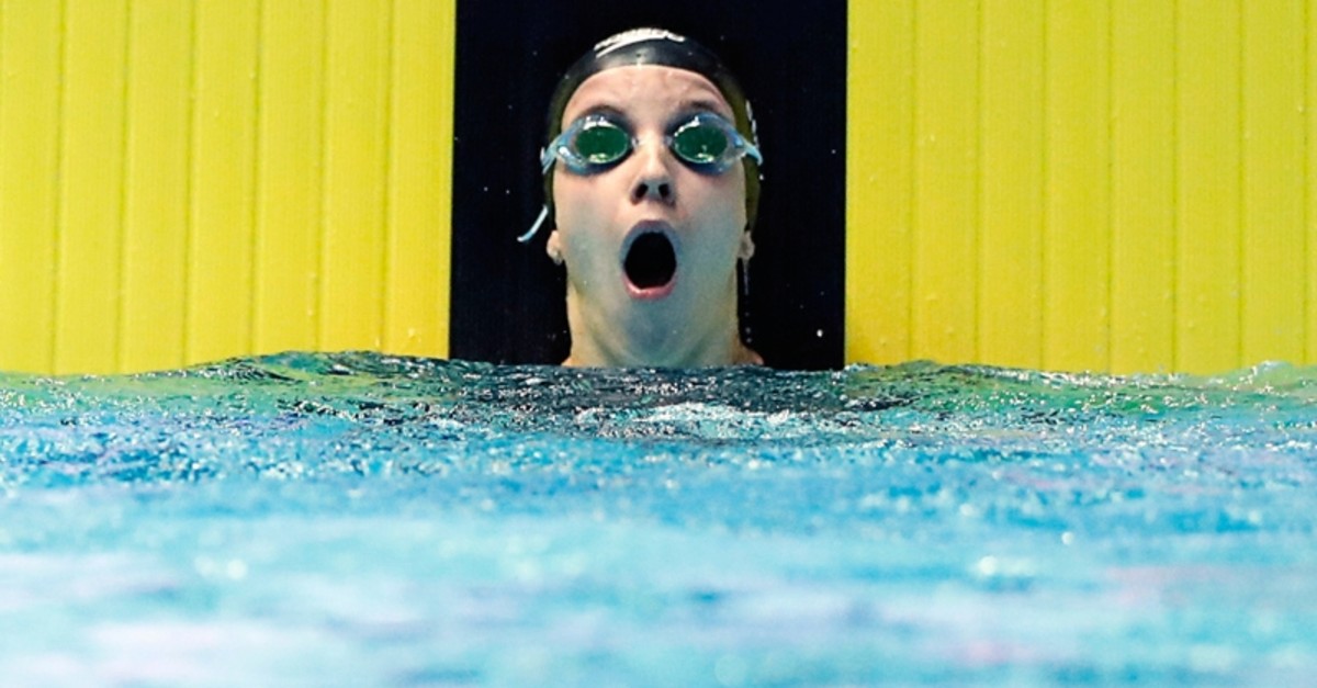  Regan Smith of the U.S. reacts after the race. (REUTERS Photo)