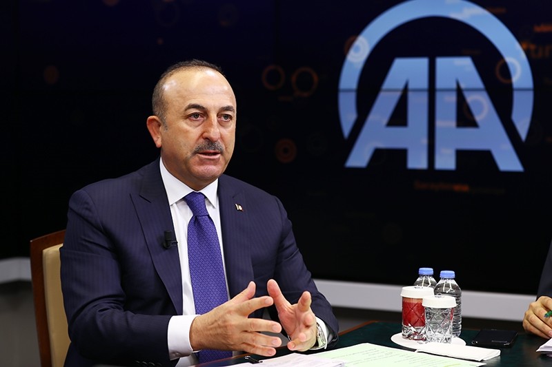 Foreign Minister Mevlu00fct u00c7avuu015fou011flu speaks at Anadolu Agency's Editor's Desk on Jan. 10, 2018 (AA Photo)
