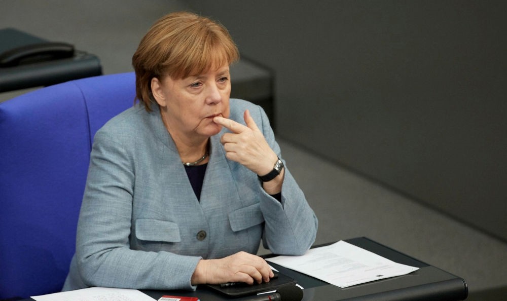 German Chancellor Angela Merkel during a session in the Bundestag, Berlin, Feb. 1