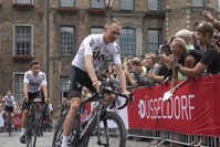 Britainu2019s Chris Froome rides during the team presentation of the Tour de France cycling race in the center of Duesseldorf, Germany.
