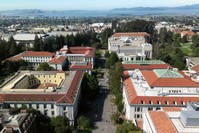 UC Berkeley Campus - view from Sather Tower of Campanile Way, Wheeler Hall, Doe Library 