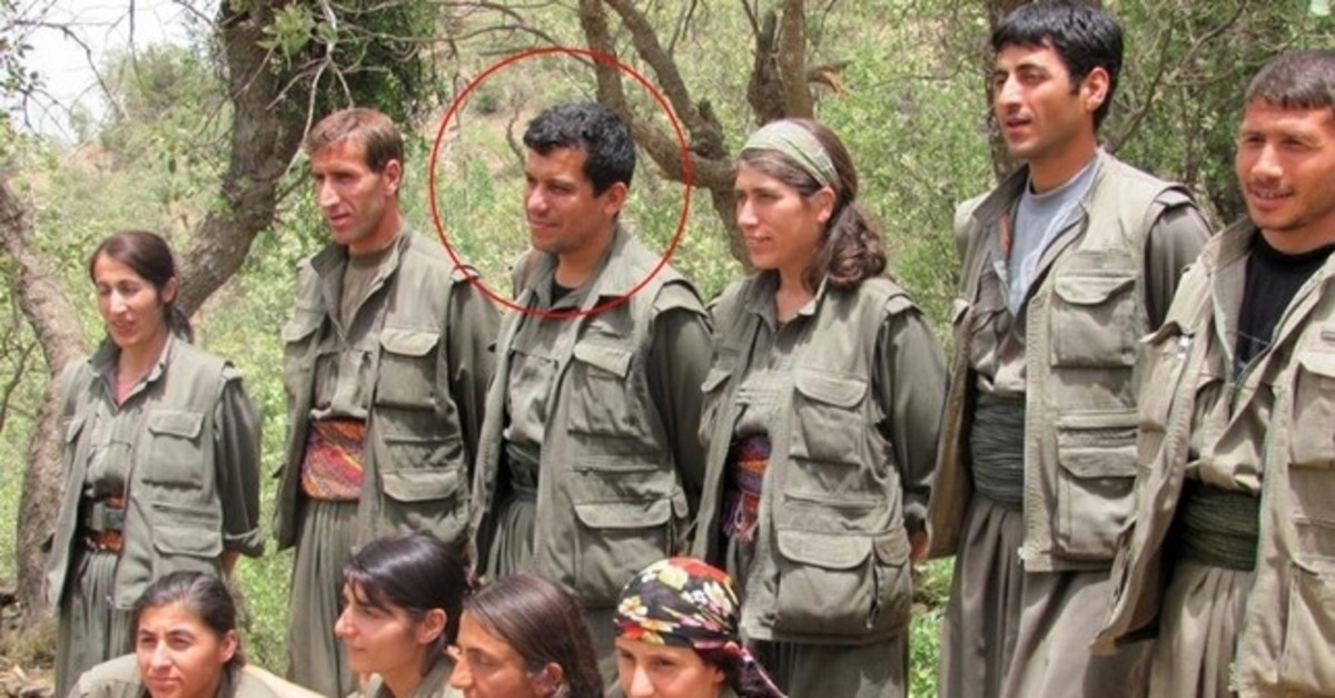 PKK-linked Peopleu2019s Protection Units (YPG) terrorist leader Ferhad Abdi u015eahin, also known as Mazloum Kobani seen in this photo among terrorist members. (IHA Photo)
