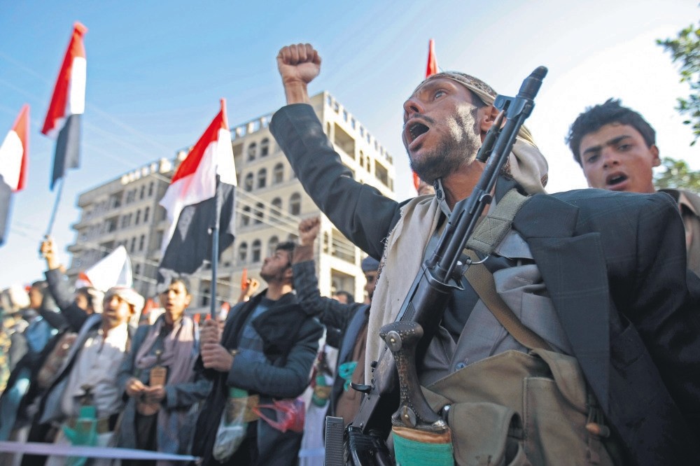 Supporters of Shiite Houthi rebels attend a rally in Sanaa, Yemen, Tuesday, Dec. 5, 2017.
