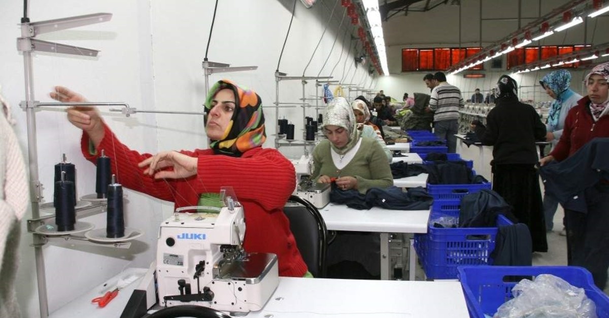 Women work at a textile factory in Batman in this undated photo. (AA Photo) 