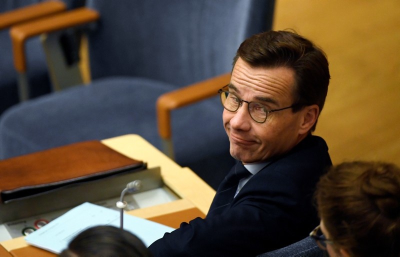 Ulf Kristersson, leader of the center-right party Moderates, in the Riksdag, Stockholm, Wednesday Nov. 14, 2018. (Pontus Lundahl/TT via AP)