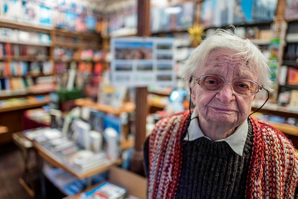 Helga Weyhe, 95, still continues to staff her beloved bookshop, which she inherited from her father, six days a week.