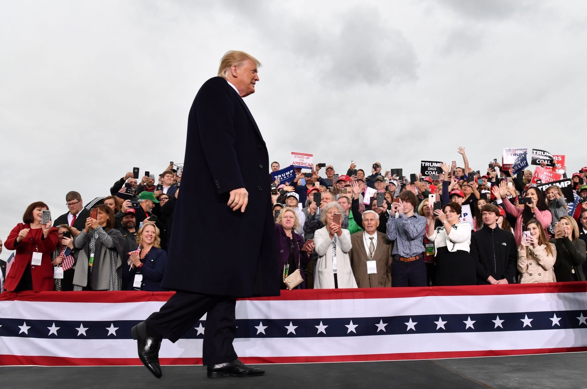 U.S. President Donald Trump arrives to speak at a campaign rally at the Huntington Tri-State Airport, West Virginia, Nov. 2.