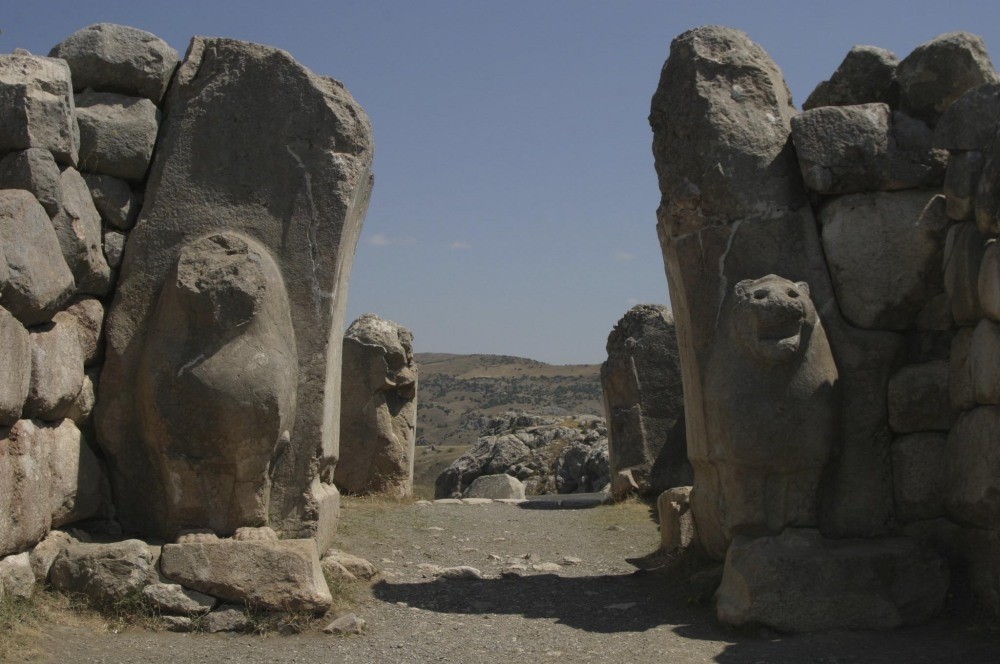 The city walls of Hattusha, the capital of Hittites, built in the 14th century B.C.