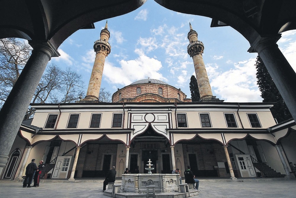 The courtyard of Emir Sultan Mosque, Bursa, Turkey.