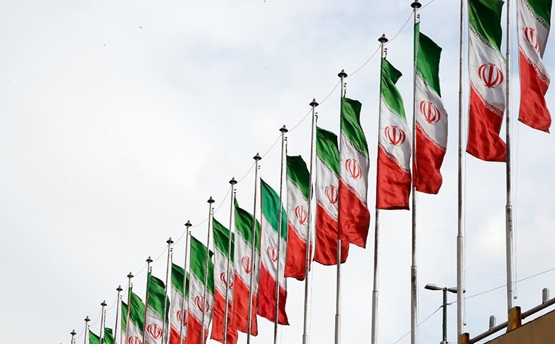 Iranian national flags on a highway in the capital Tehran, Iran, Jan. 2, 2018. (EPA Photo)