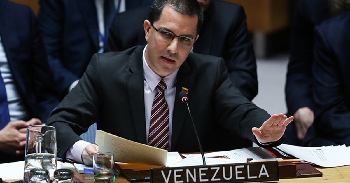 Venezuela's Foreign Minister Jorge Arreaza addresses the United Nations Human Rights Council in New York on Feb. 27, 2019. (AA Photo)
