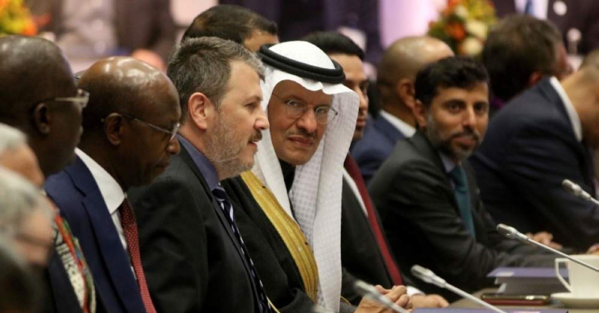 Saudi Prince Abdulaziz bin Salman Al Saud (C), the kingdom's minister of energy, at a meeting of the Organization of the Petroleum Exporting Countries (OPEC) in their headquarters in Vienna, Austria, Dec. 5, 2019. (AP Photo)