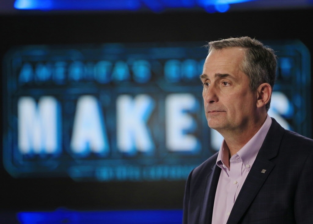 Intel CEO Brian Krzanich on the set of u201cAmericau2019s Greatest Makers,u201d an Intel-backed TV show, in March 2016. (AP Photo)