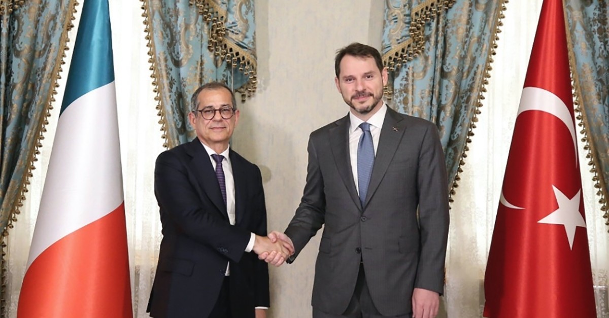 Treasury and Finance Minister Berat Albayrak and his Italian counterpart Giovanni Tria during a meeting on bilateral relations between Turkey and Italy, Istanbul, July 22, 2019.