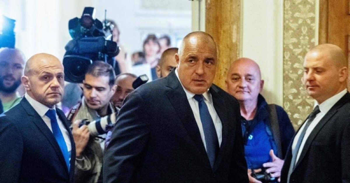 Bulgarian Prime Minister Boyko Borissov (C) arrives at the first solemn sitting of the 44th National Assembly at the Bulgarian Parliament in Sofia on April 19, 2017. (AFP Photo)