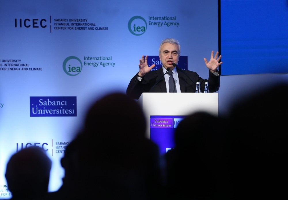 International Energy Agency (IEA) Executive Chairman Fatih Birol speaks during the Turkey launch of the World Energy Outlook in Istanbul yesterday.
