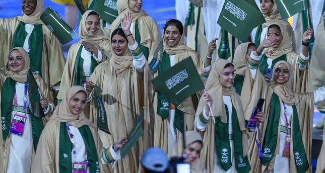 وفد المملكة العربية السعودية في افتتاح دورة الألعاب الآسيوية التاسعة عشرة في استاد مركز هانغتشو الرياضي الأولمبي، هانغتشو، الصين، 23 سبتمبر 2023. رويترز