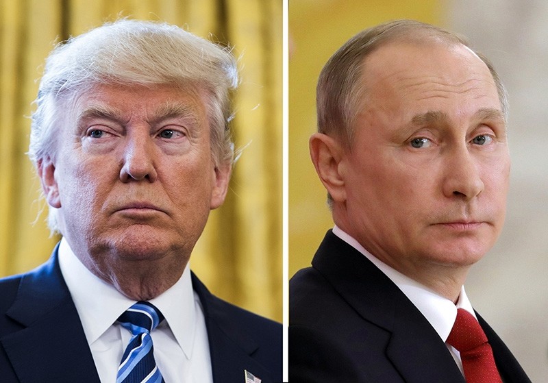 - A combo picture made reissued on 07 April 2017 shows US President Donald J. Trump (L) at the White House in Washington, DC, USA, 09 February 2017, and Russian President Vladimir Putin (R) in St.Petersburg, Russia, 03 April 2017 (EPA Photo)