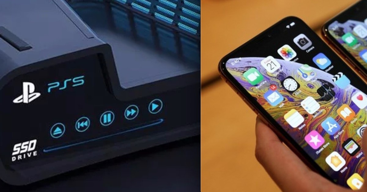 A concept render for PS5 (L) and iPhone 11