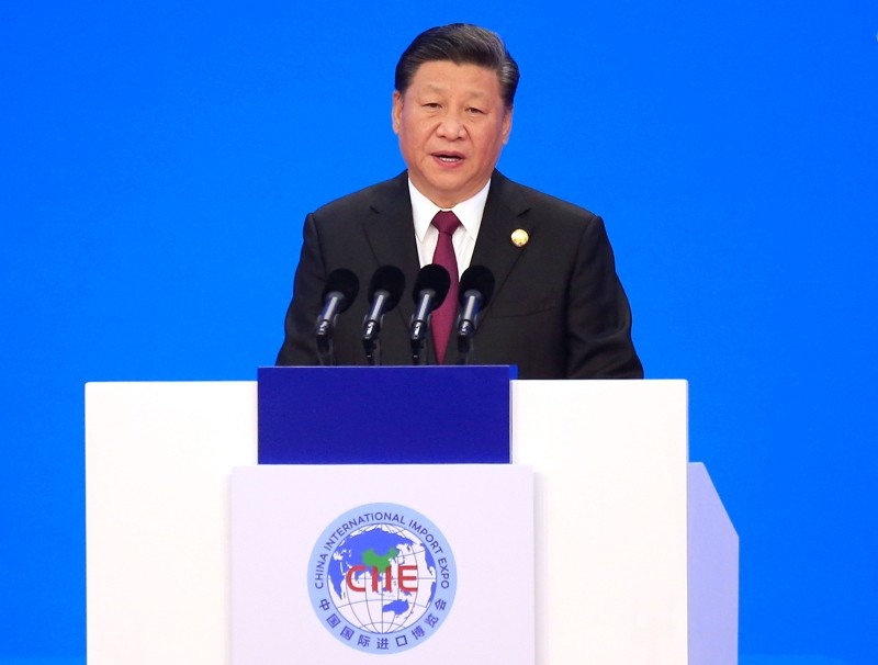 Chinese President Xi Jinping speaks at the opening ceremony for the China International Import Expo in Shanghai, Monday, Nov. 5, 2018. (AP Photo)