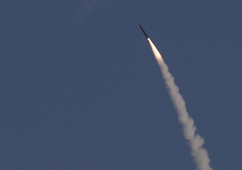 An ,Arrow 3, ballistic missile interceptor is seen during a 2015 test launch near Ashdod. (Reuters Photo)