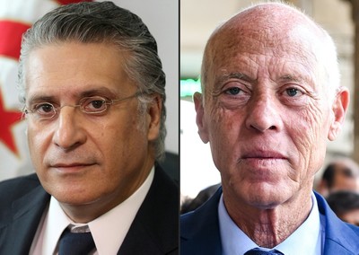 This combination of file pictures shows Nabil Karoui (L) and Kais Saied. (AFP Photo)