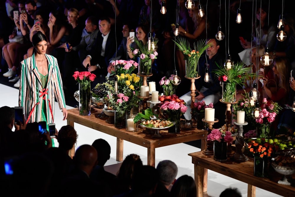 A model displays an outfit from Mehtap Elaidiu2019s 2018 Spring collection.