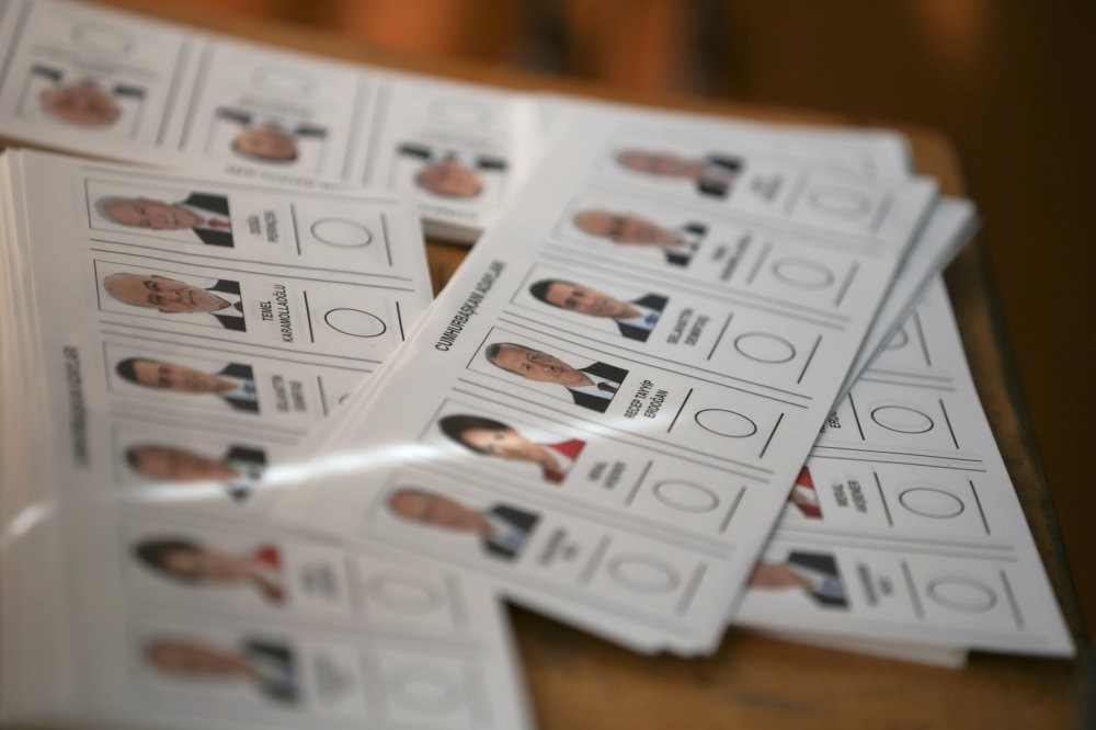 Ballots for Turkey's presidential election are pictured at a polling station in Ankara, Turkey.