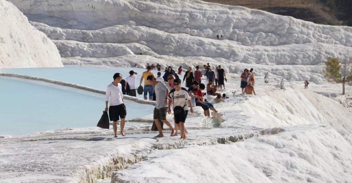 Famous for its healing waters, ancient history and travertines, Pamukkale aims to host 3 million visitors by the end of this year. (AA Photo)