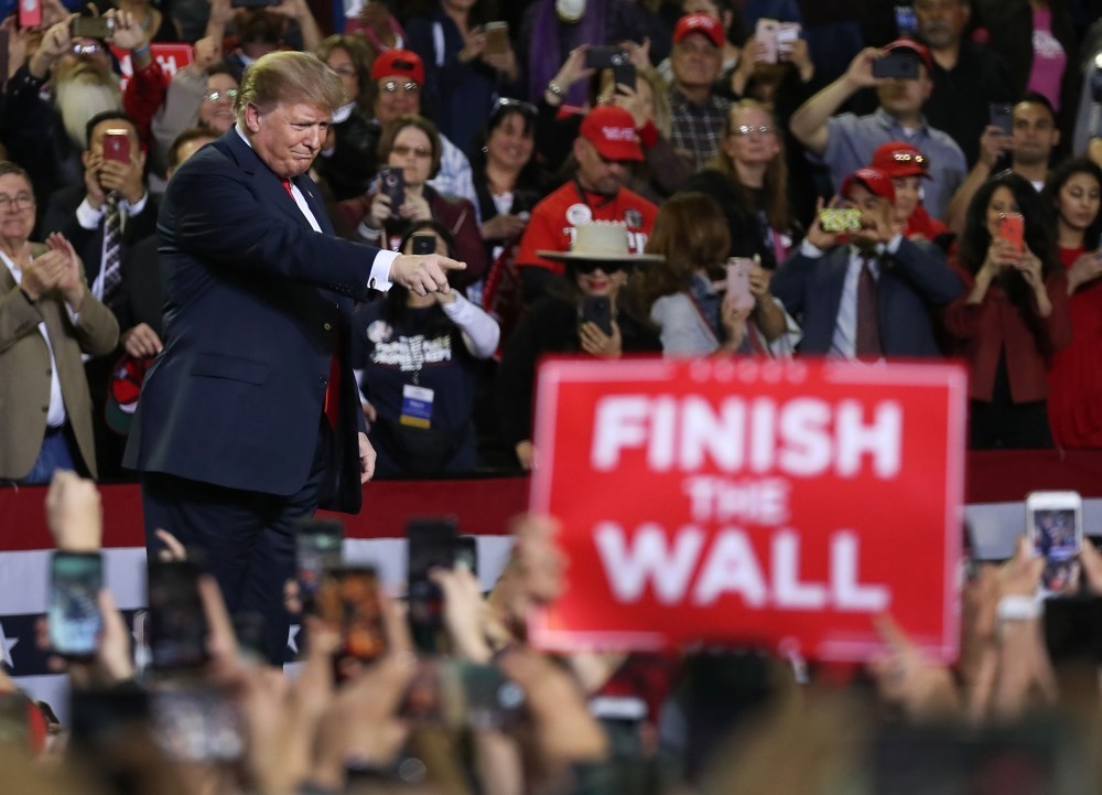 U.S. President Donald Trump attends a rally at the El Paso County Coliseum, El Paso, Texas, Feb. 11, 2019.